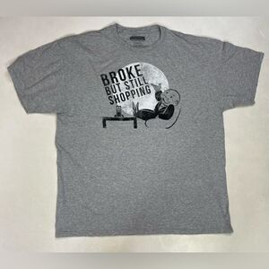 Monopoly Broke But Still Shopping Graphic T-Shirt Men XL Gray Short Sleeve